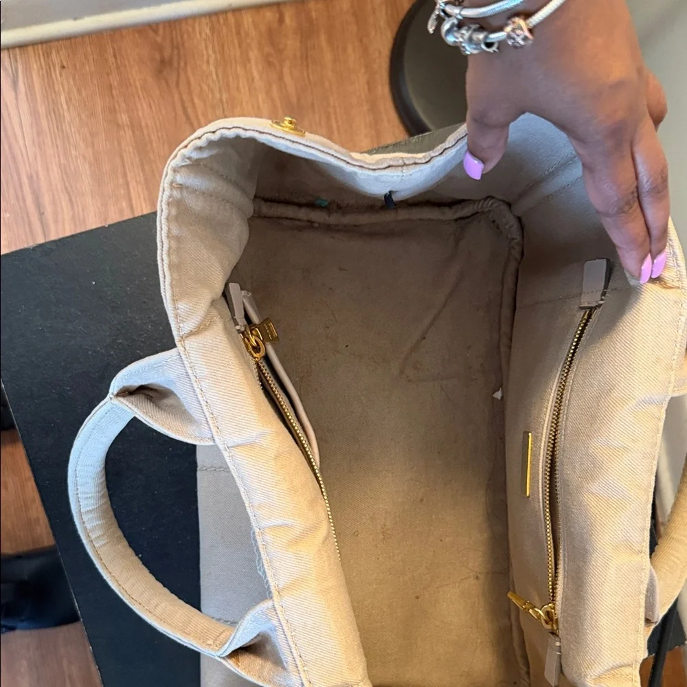 Prada Tan Canvas Tote Bag - Picture 3 of 6